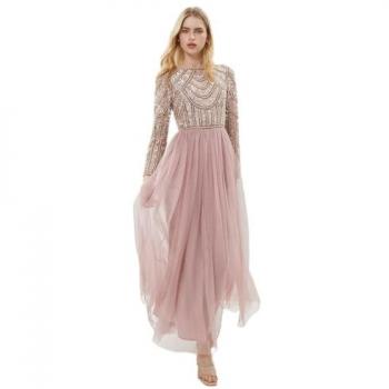 Sequin Bodice Maxi with Tulle Skirt