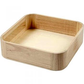 Square Paulownia Tray 25x25 cm, H: 7 cm, Single Unit