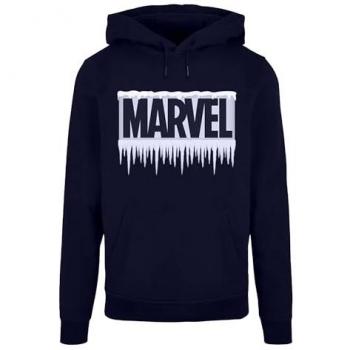 MARVEL Women’s Icicle Logo Hooded Sweatshirt – Navy, Size Small