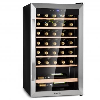 Klarstein Vinamour 32 Uno – Cave à vin, 1 zone, 95 L, 36 bouteilles, 4‑18 °C, Écran tactile – Protection UV – Gris