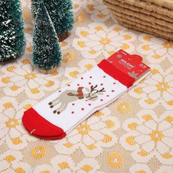 Calcetines de Algodón para Niños y Bebés, Diseño de Alce y Copos de Nieve, 1 Par