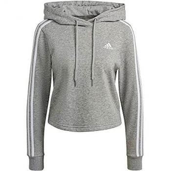Adidas 3-Stripes FT Crop Hoody für Damen in Grau