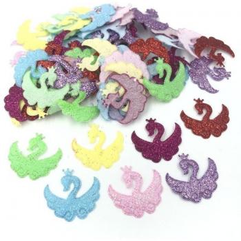 200pcs Colorful Glitter Sequins Swan Felt Appliques Craft Supplies 32mm