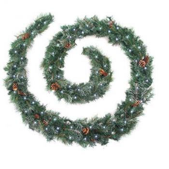 Luxury Frosted Pine Cone Garland with Optional Lights – 12 ft