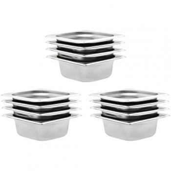 Kit de Récipients Gastronorm 12 pcs GN 1/6 65 mm Acier Inox