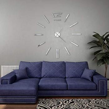 Horloge murale 3D argentée design moderne