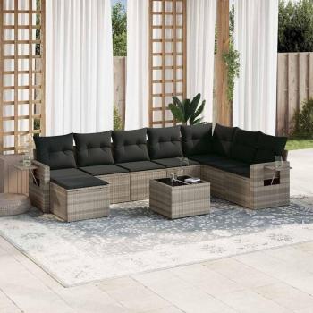 Mobiliario Jardinero Maison Exclusive 9 Piezas con Cojines Ratán Gris