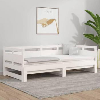 Cama sofá Kalisse blanco sin colchón y reposabrazos retráctiles
