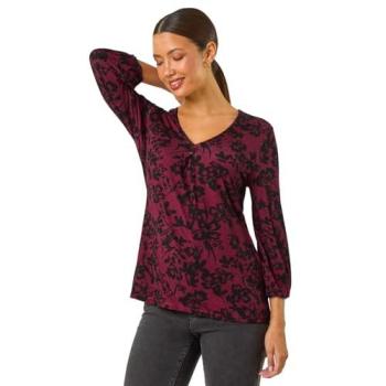 Robe courte plissée à motifs floraux rouge 40