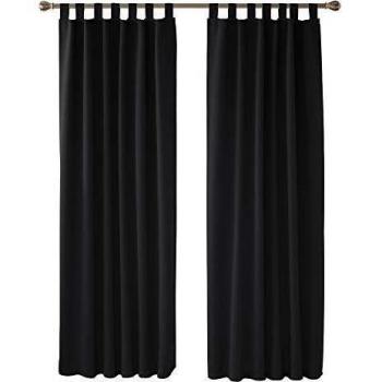 Deconovo Blickdichte Vorhänge Abdunkelungsvorhang mit Schlaufen 220x140 cm Schwarz 2er Set