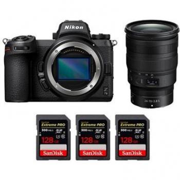 Cámara Evil Z7 II + lente 24‑70 mm f/2.8 S + 3 tarjetas SDXC 128 GB + 20 técnicas en PDF