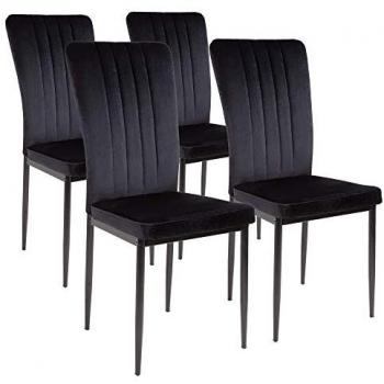 Esszimmerstühle mit Samt-Bezug MODENA 4er Set Schwarz