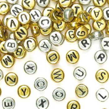 Cuentas de Joyería de Alfabeto en Oro y Plata