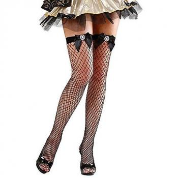 Sexy Dessous Accessoire: Schwarze Netz-Oberschenkelstrümpfe