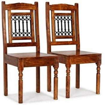 Sillas de comedor 2 uds madera maciza color miel clásico Marrón