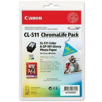Canon CL-511 ChromaLife Druckerpatrone mit 10 x 15 cm Fotopapier
