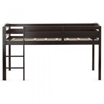 Low Loft Bunk Bed with Guardrails, Espresso, Twin Size
