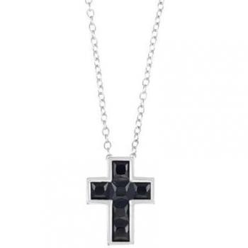 Collana Croci Amen – Argento 925, Zirconi Neri e Regolazione