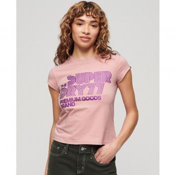 Superdry Women's Short Sleeve Retro Glitter Logo T-shirt Blush Pink
