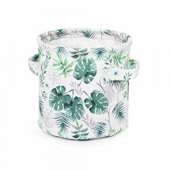 Cesto Multifunzione Salvaspazio Tropical in Poliestere Impermeabile con Decoro Effetto Acquerello