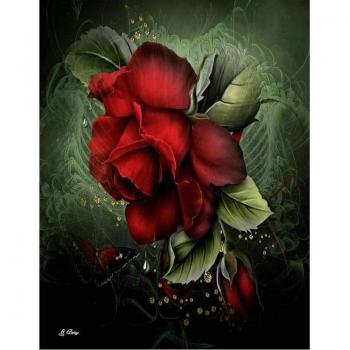 Rote Rosen-Schmetterling 5D Diamant Gemälde, Rundbohrstickerei 20x30 cm
