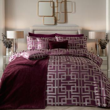 Bardon Duvet Cover Set in Damson Pink with Metallic Geo Print