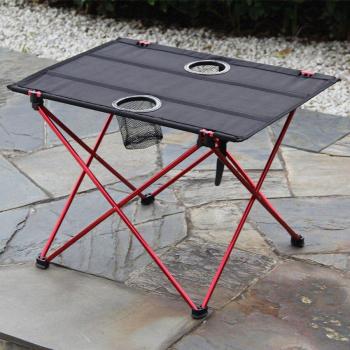 Folding Outdoor Picnic Table, Ultralight Aluminum, 2 Mesh Holders, 15kg Capacity