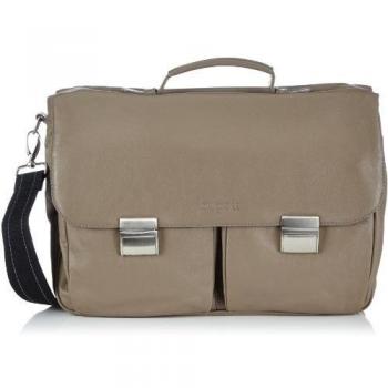 Maletín Bugatti George, mediano, 42 x 30 x 13 cm, cuero unisex, gris