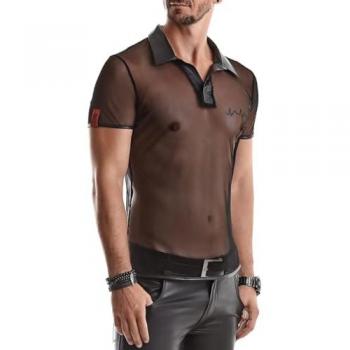 Polo Noire Transparente en Mailles