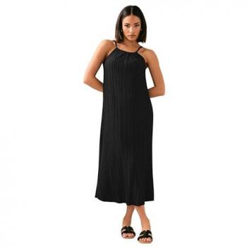 Mini Black Plissé Dress – Petite Fit