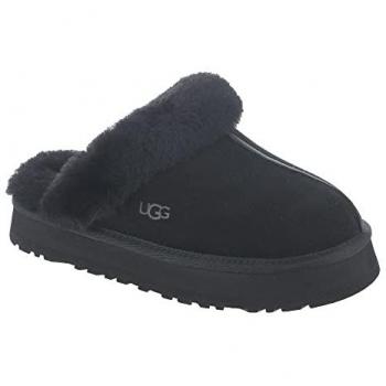 UGG® Women's Disquette Sheepskin Slippers in Black, Size 8