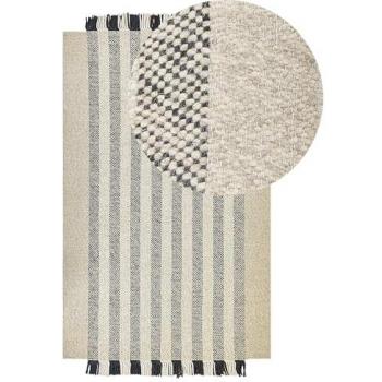Modern Hand Woven Wool Rug 140 x 200 cm Off-White and Black
