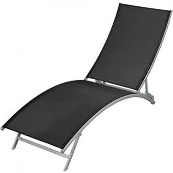 Lettino Prendisole Nero in Acciaio e Textilene