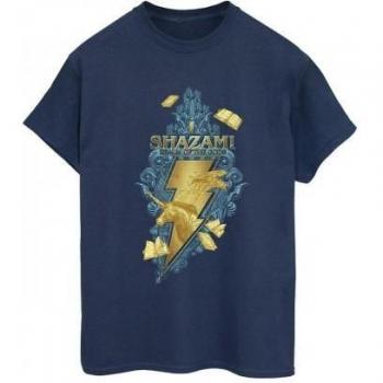 Fury Of The Gods Shazam Ladies Tee – Golden Animal Bolt, Boyfriend Style, L, White