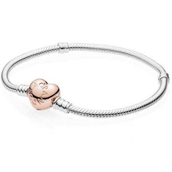 Pulsera Pandora Moments cierre Corazón Rose 580719-20 con diseño de cadena de serpiente