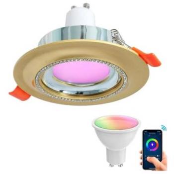 Faretto Incasso Tondo Smart LED 5W GU10 RGB WiFi Oro con Brillantini