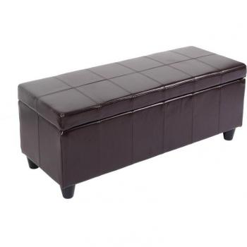 Panca Elegante Kriens 112x45x45 cm in Marrone con Rivestimento di Pelle