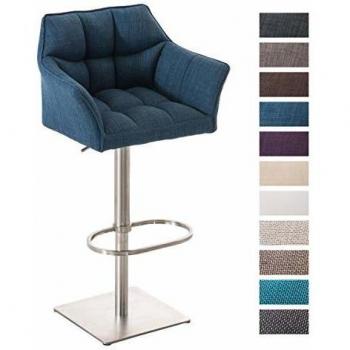 Tabouret de bar Damaso en tissu bleu réglable