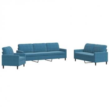 Suite Divani 4 unità in velluto azzurro con cuscini – VidaXL