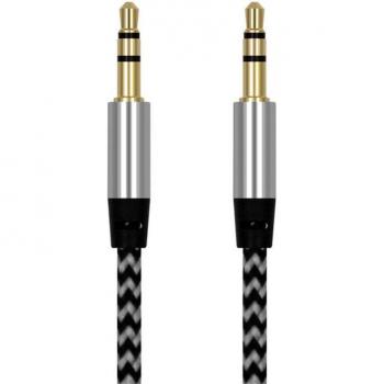 Cable de Audio 3.5mm Macho a Macho, 1m de Nailon, Ideal para Coche y Auriculares