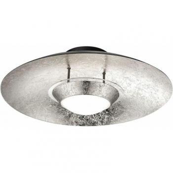 Silber-metallische Runddeckenlampe mit LED, Esszimmertauglich, modernes Design