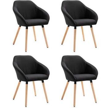 Juego de Sillas de Comedor 4 Unidades con Asiento Suave en Negro
