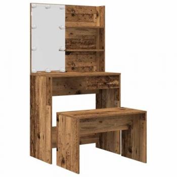 Completamento tavolo da toilette LED, struttura in legno antichissimo