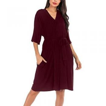 Vestaglia Abbigliamento Donna ABirdon – Kimono Cotone, Scollo a V, Cintura