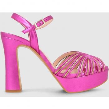 Sandalias de mujer Lodi en piel metalizada fucsia