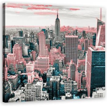 Tela Imprimata 30x30: New York City Rosa – Panorama