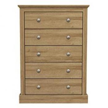 LPD Furniture Devon 5 Drawer Oak Storage