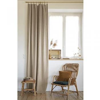 Rideau Ajustable en Lin Lavé 140 x 270 cm avec 8 Anneaux