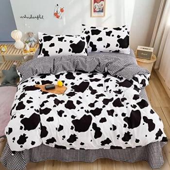 Dual‑Color Cow Quilt Duvet Cover for All Ages