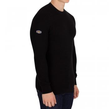 Schwarzes Superdry Herren Academy Crew-Knit mit texturierter Oberfläche – S